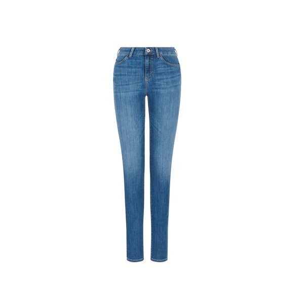 Jeans Donna cinque tasche con scritta Denim chiaro Emporio Armani- Francavilla Moda